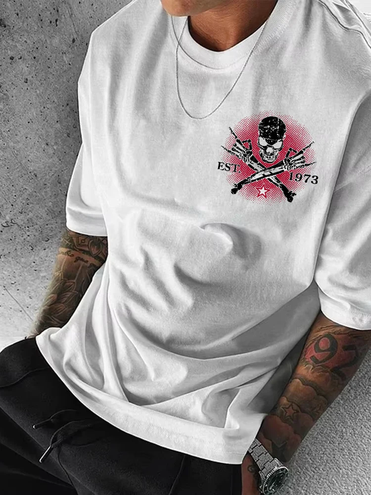 Fun Gen X 1973 Print The Badass Generation Raised By Skulls T-Shirt Short Sleeve Men Women Tees Tops