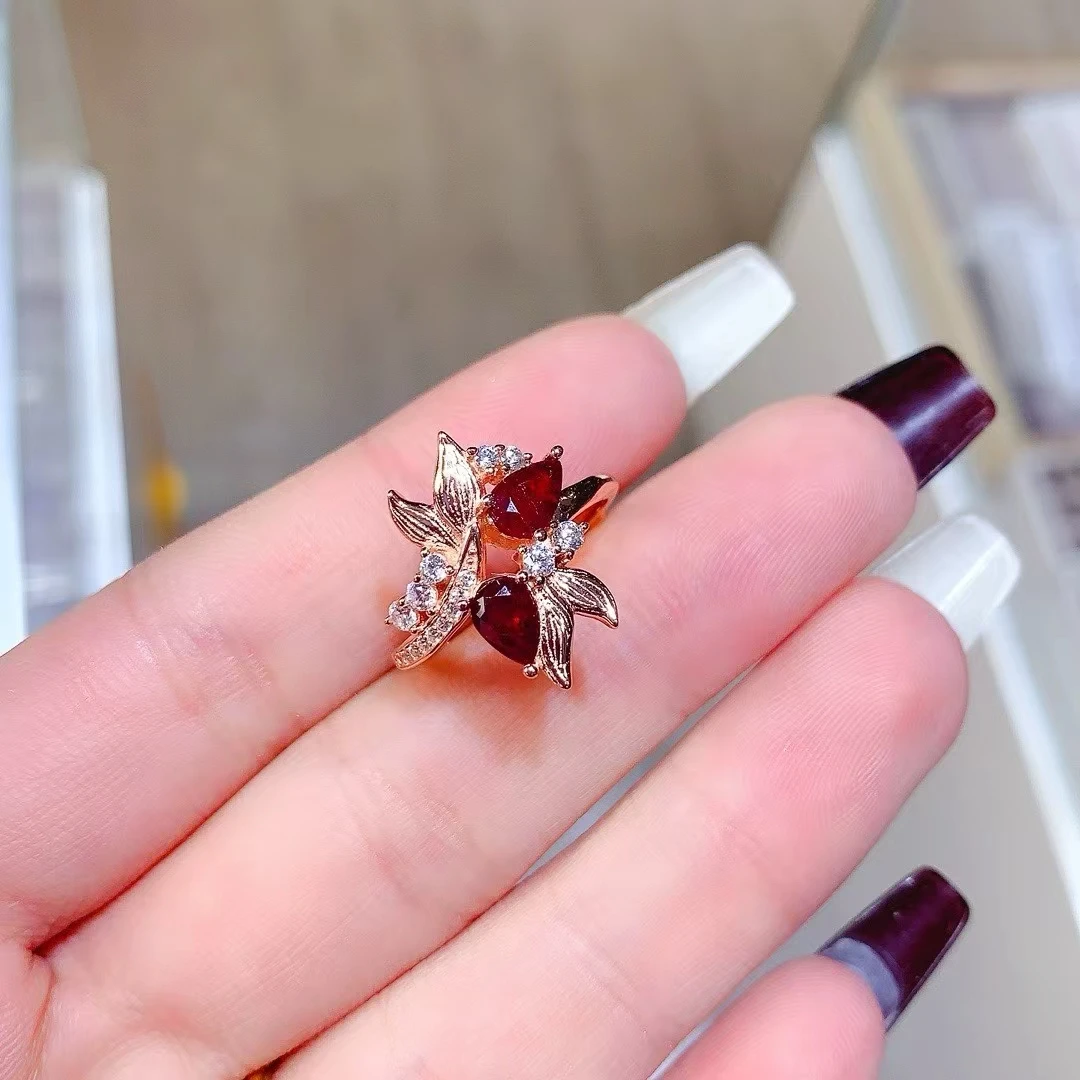 KJJEAXCMY New Natural Myanmar Ruby Ring S925 silver , electroplated locking color process, high clarity Gems Full of luster