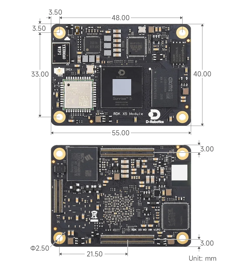 RDK X5 MD 104032، وحدة D-Robotics RDK X5 AI، 10 طاقة حوسبة، وحدة معالجة مركزية مدمجة ثماني النواة Cortex A55، لاسلكية، 4RAM، 32EMMC #6