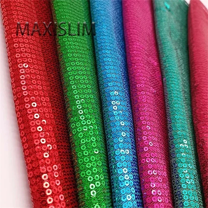 13 Colors Glitter Fabric Factory Direct Sales 3MM Straight Row Mesh Sequin Fabric Party Wedding Dress Shoe Bag Sequin Fabric