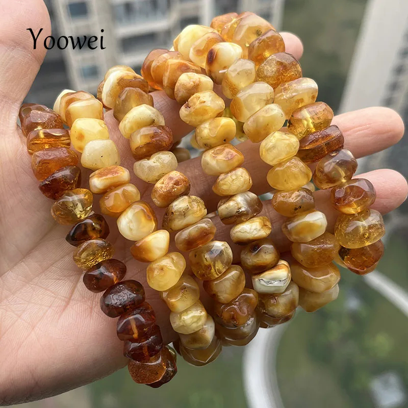 100% Real Yellow Amber Bracelets for Unisex Unique Irregular Original Diy Beads Natural Stone 2026 New Healing Jewelry Wholesale view 3
