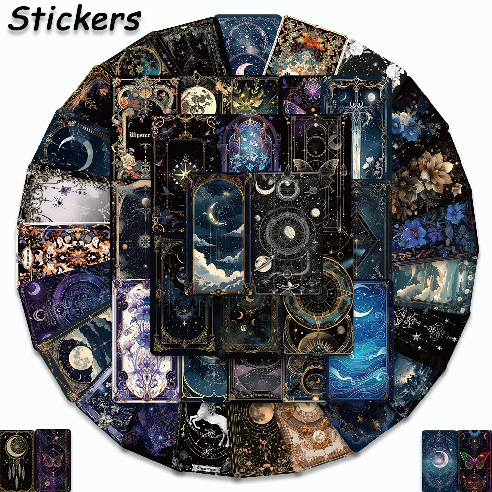 50PCS Fantasy and Mysterious Journey Stickers Starry Flowers Decals For Laptop Suitcase Skateboard Guitar Decorate DIY Stickers