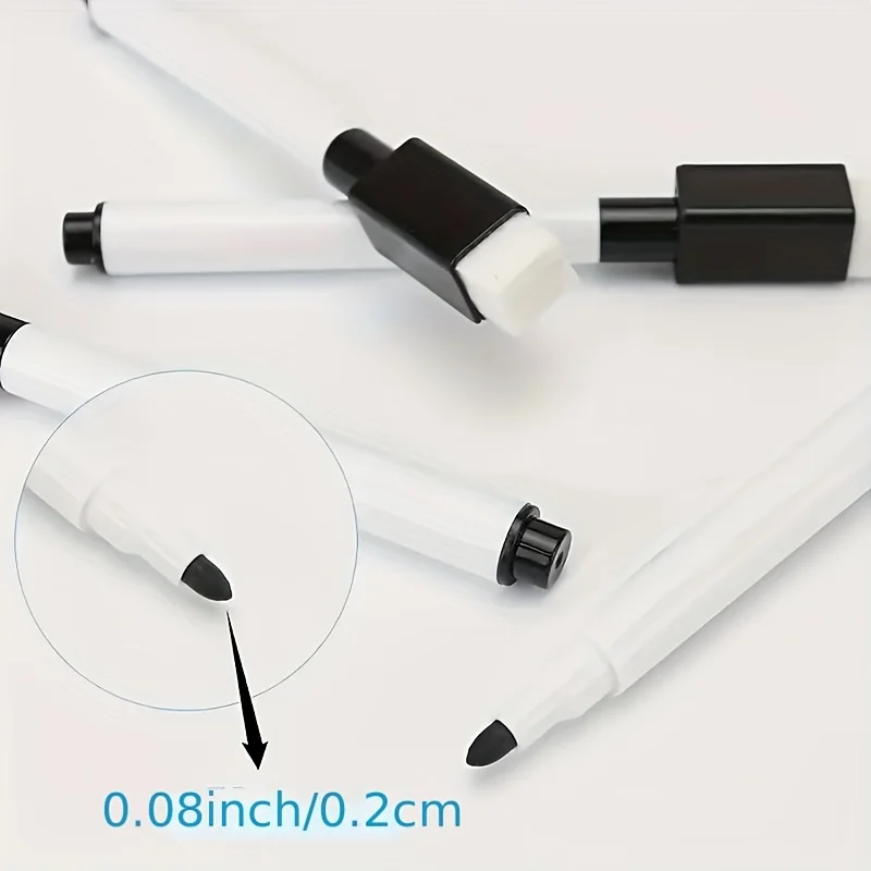 50Pcs Double Head Dry Erase Whiteboard Markers Black Ink Built-in Eraser for Office School Drawing Stationery Supplies
