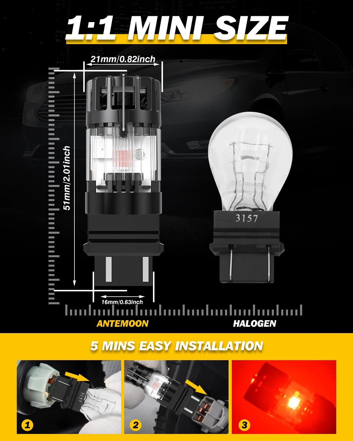 2pcs T25 3157 Canbus Led Car Lights P27W P27/7W Plug and Play Turbo Diode No Hyper Flash For Subaru Impreza Outback Forester