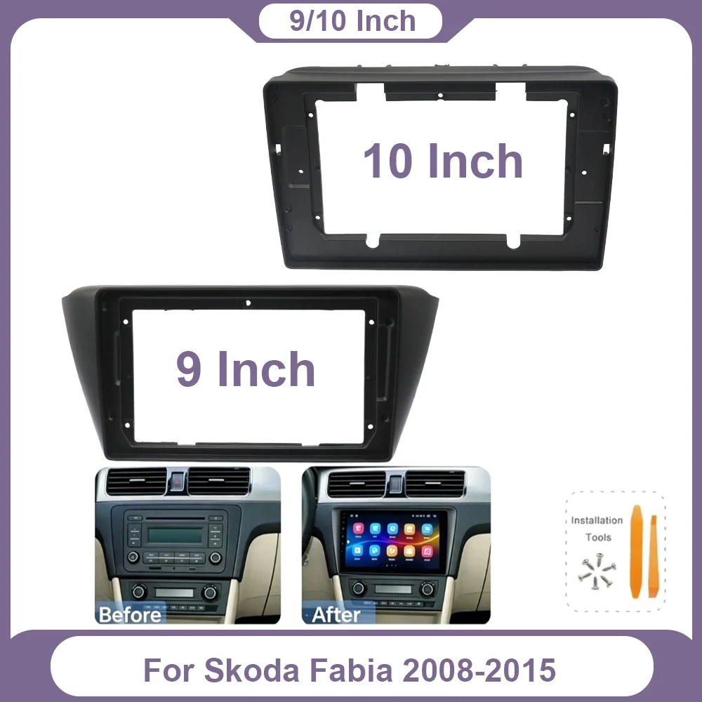 9/10 Inch 2 Din Android Car Radio Multimedia Player GPS Dashboard Plastic Panel Frame Fascias For Skoda Fabia 2008-2015