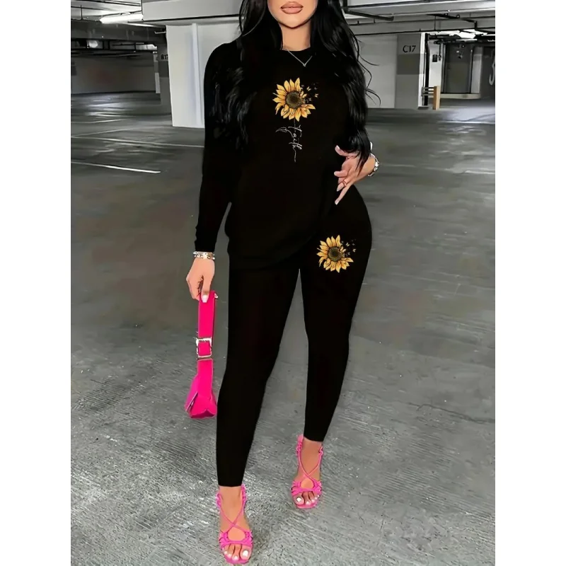 เสื้อสเวตเชิ้ตคอกลมสำหรับผู้หญิงพร้อมดีไซน์ลายสนุกสนาน ชุดลายแขนยาวทรงโอเวอร์ไซส์