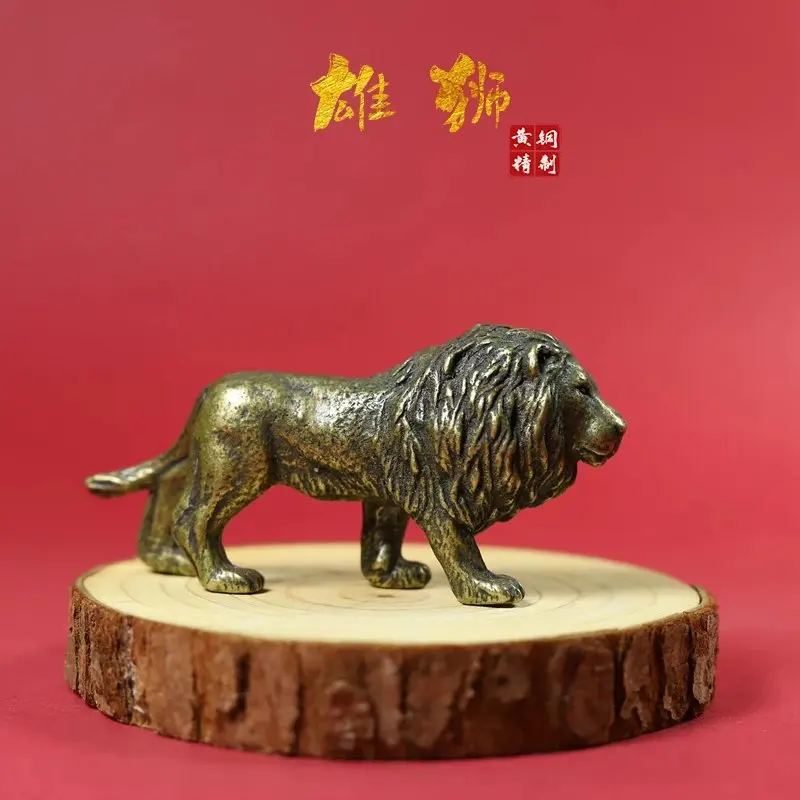 Vintage African Bronze Figurine - Solid Brass Lion Ornament
