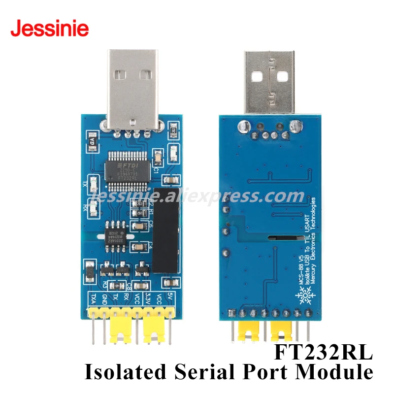 Модуль изолированного последовательного порта FT232RL Интерфейс последовательного порта USB-TTL UART/COM с блоком питания и магнитной изоляцией ADUM3201