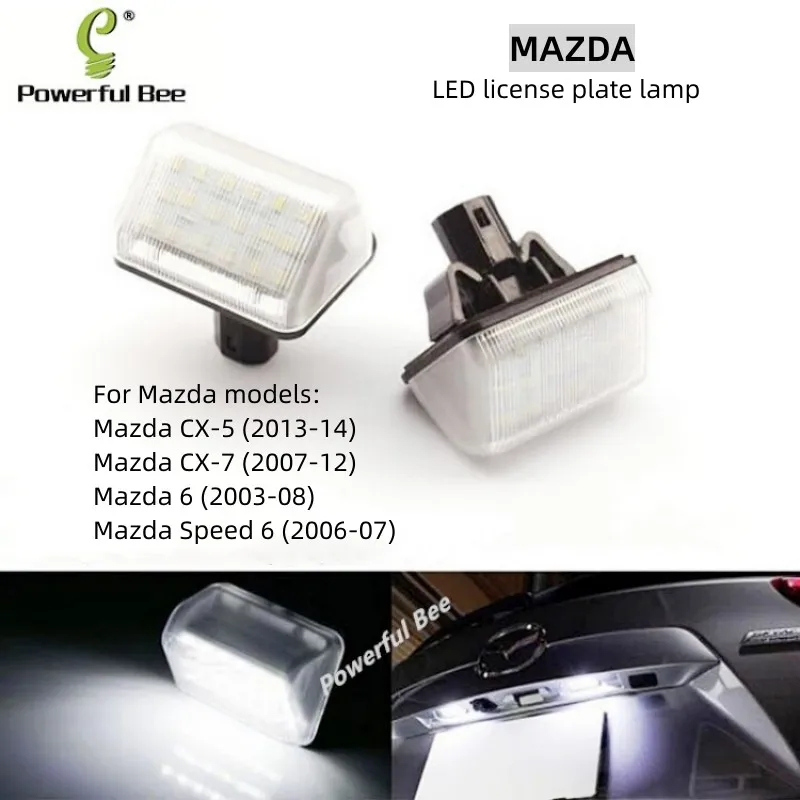 2 x Automobile LED license plate lamp CANBUS white signal lights for Mazda 6 Speed 6 CX-5 CX-7 cars