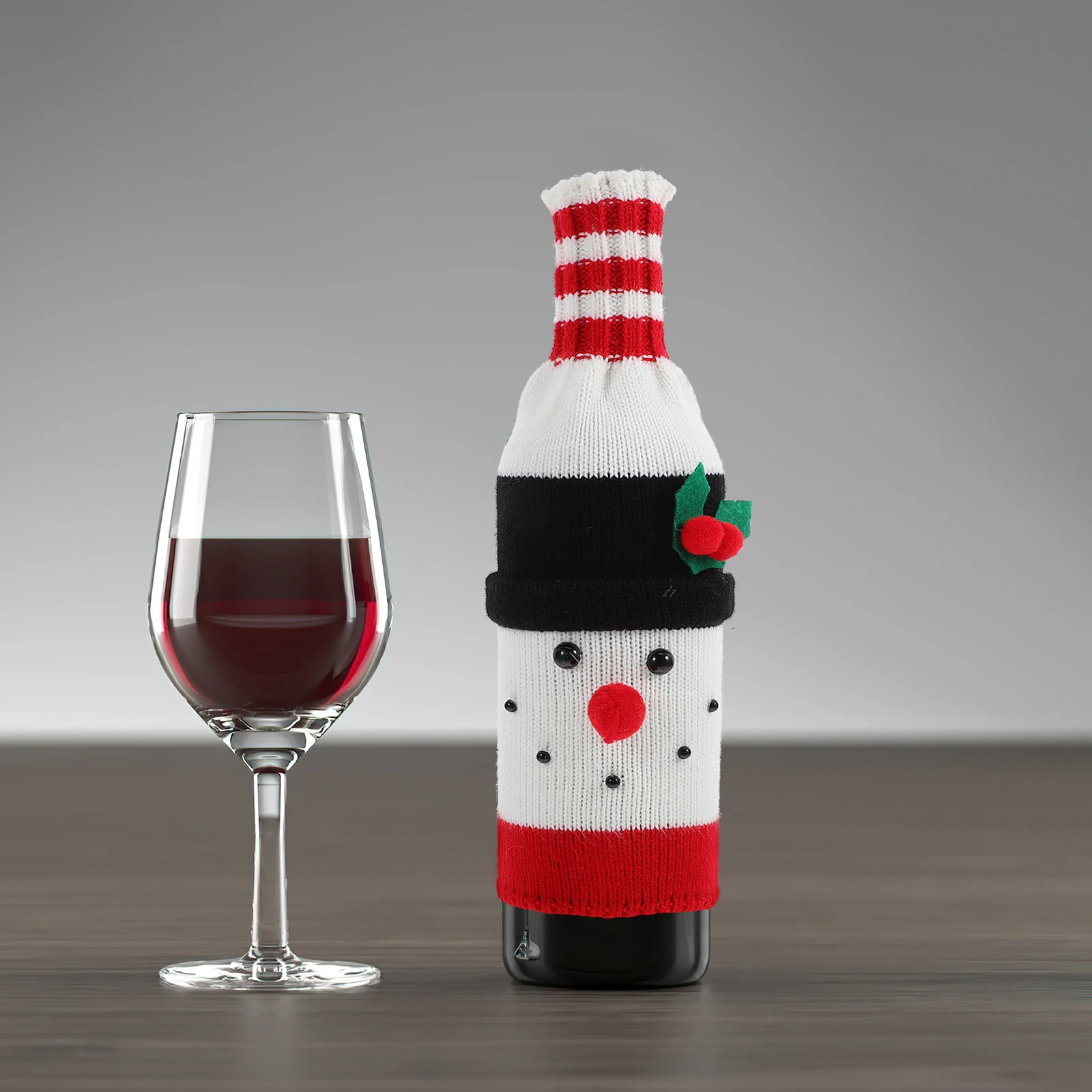 

Wine Bottle Set Holiday Sweater Decorations Knitting Sleeve Knitted Cover Acrylic Decorative Elder