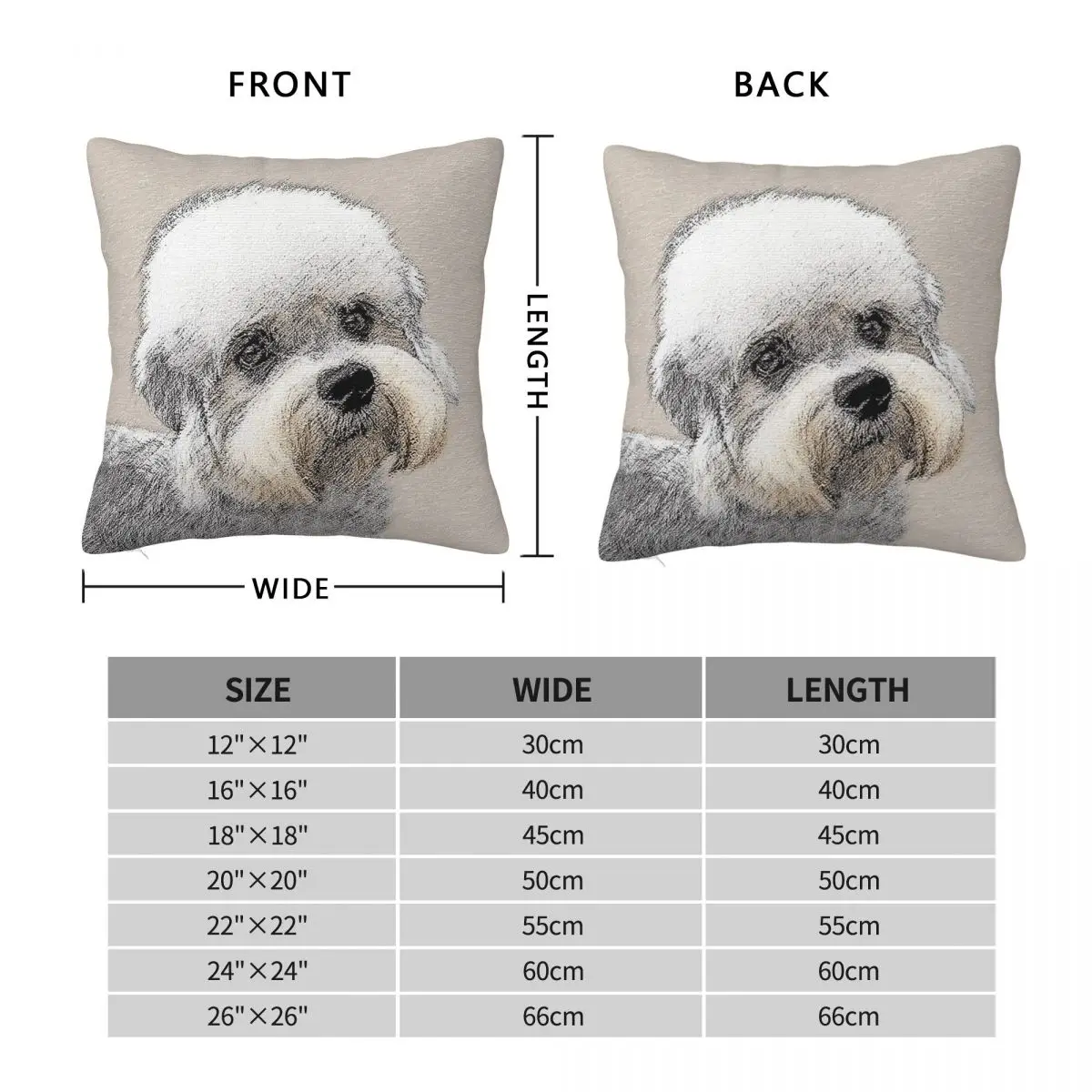 Dandie Dinmont Terrier Dog Pillowcase Polyester Linen Velvet Pattern Zip Decor Home Cushion Cover