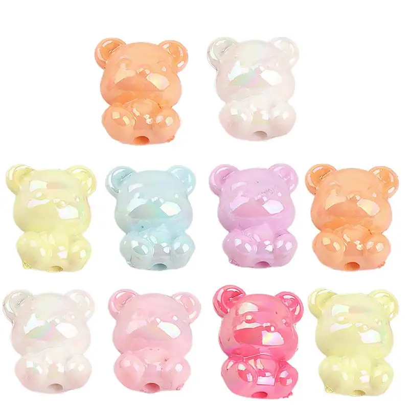 Gummy Bear Beads Vertical Hole 10 Pcs Small Animal Beading Charm With Vertical Hole Candy Bear Beads Spacers For Jewelry