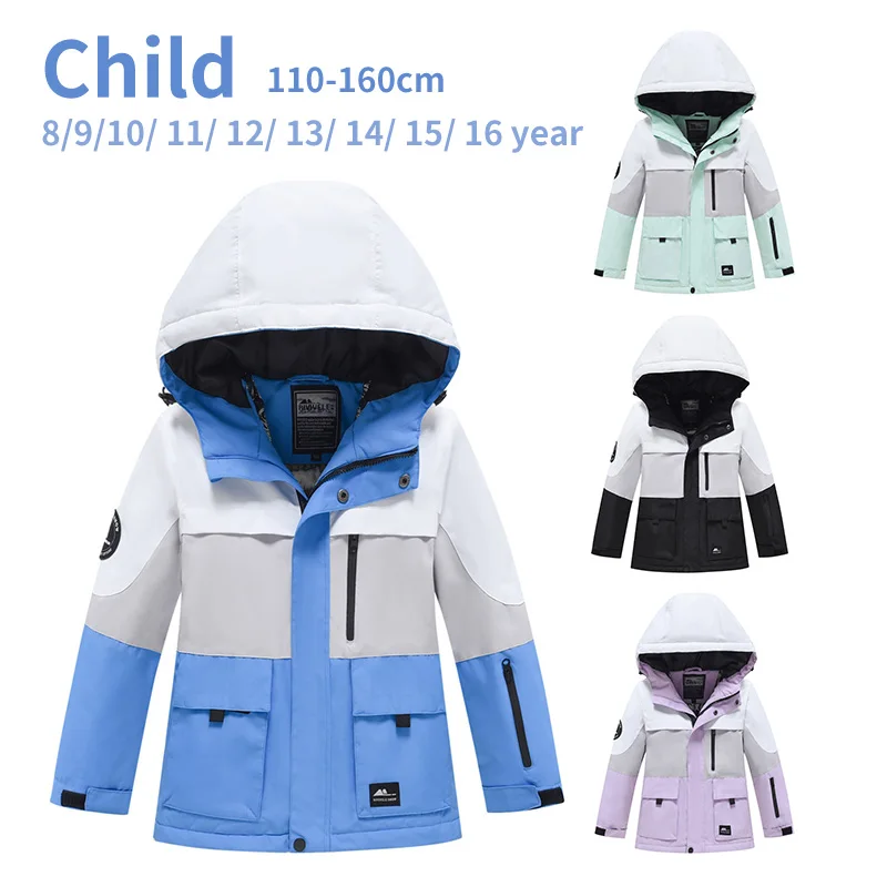 

-30℃ Children's Ski Coat Boy 8 9 10 11 12 13 14 15 years old Winter girl snow jacket Cold resistant, warm and breathable