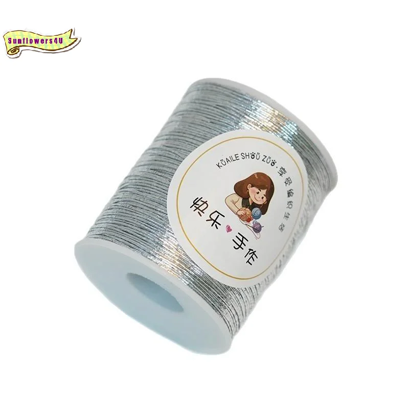 Luxury 1mm Glitter Silver Crochet Thread Smooth Weaving Line for DIY Handmade Bag Purse Beginner Craft Supplies