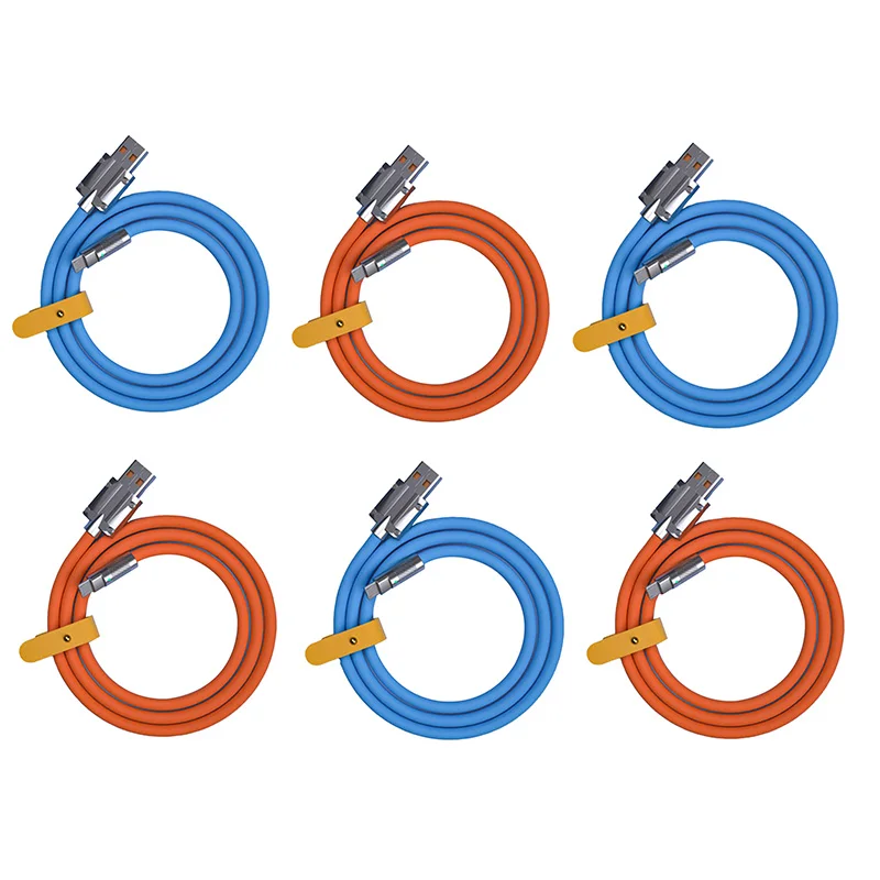 120W 6A Super Fast Charge Type-C Liquid Silicone Cable Data Cable For Smart Phone Pixel Bold Orange 1M