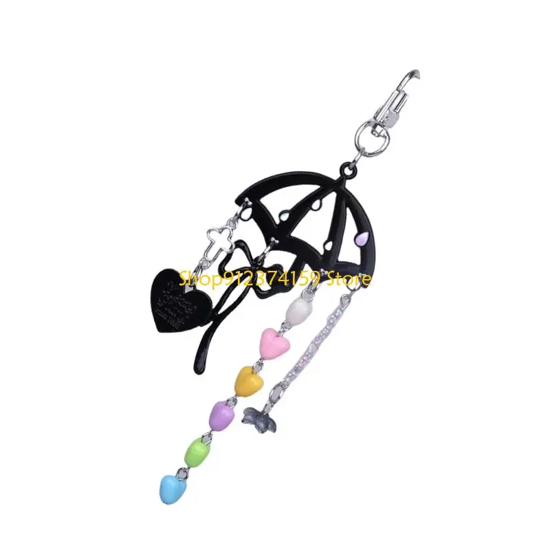 

G5AE Lovely Heart Umbrella Keychain Fashion Bags Pendant Stylish Keyring Bag Charm