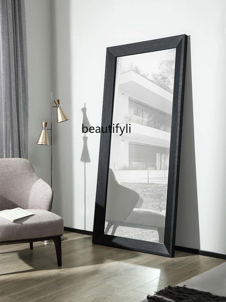 Italian Minimalistic Home Full-Length Mirror Nordic Retro Dressing Mirror Floor Mirror