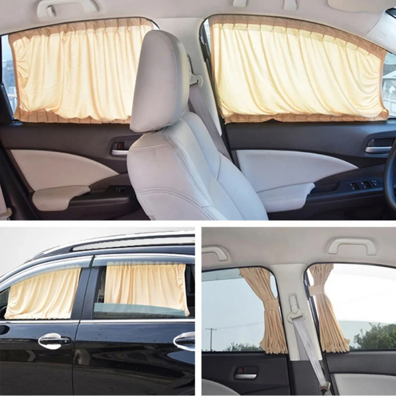 2pcs 50cm Car Sun Shade Side Window Curtain Auto Foldable Uv Protection Accessories Black Pure Cloth Auto Accessories