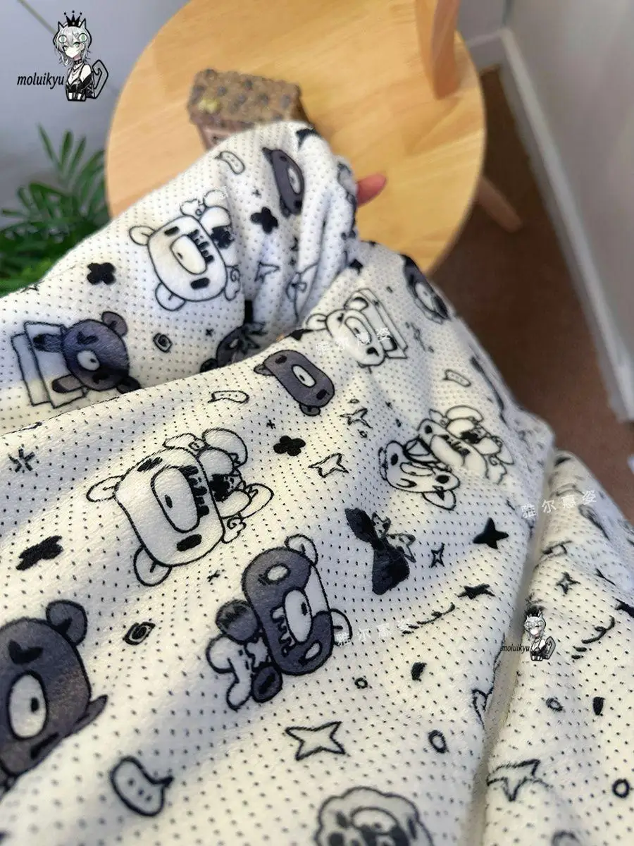 2Pcs Women Cute Gloomy Bear Print Pajama Set 3D Bear Ear Hooded Zipper Velvet Flannel Sleepwear Warm Winter Homewear Loungewear