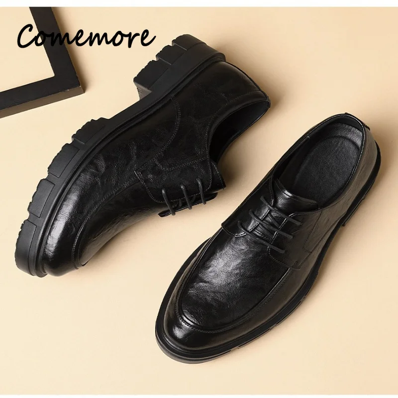 Comemore Male Dress Shoes Thick Platform Trendy Business Party Luxury Leather Heightening Footwear Wedding loafers shoes for man