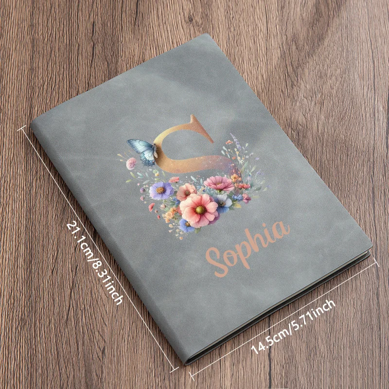 Personalized Faux Leather A5 Notebook with Custom Name - Textured Cover Diary for Work, Travel, Meetings, Halloween, Christmas