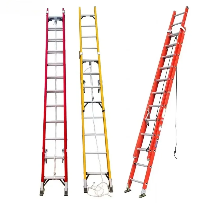 

4M 5m 6m 7m 8m 9m 10m 11m Electrically insulated glass fiber telescopic extension ladder