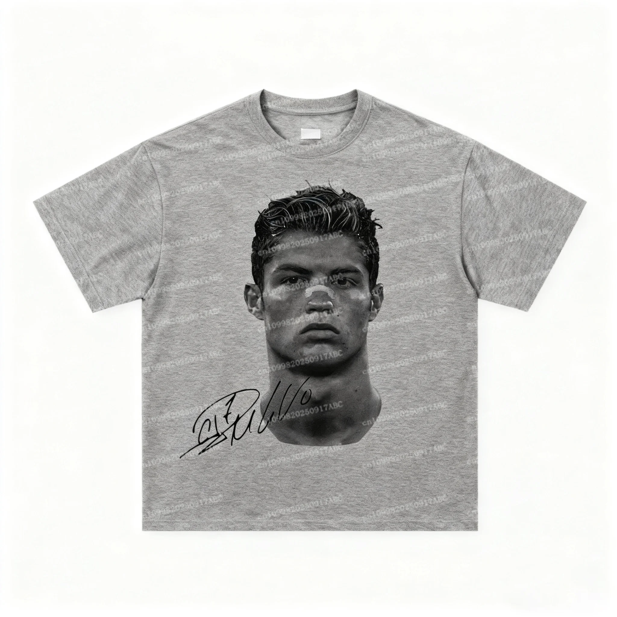 

Мужские футболки Криштиану Роналду из чистого хлопка в американском стиле, уличная женская футболка с винтажным принтом и короткими рукавами