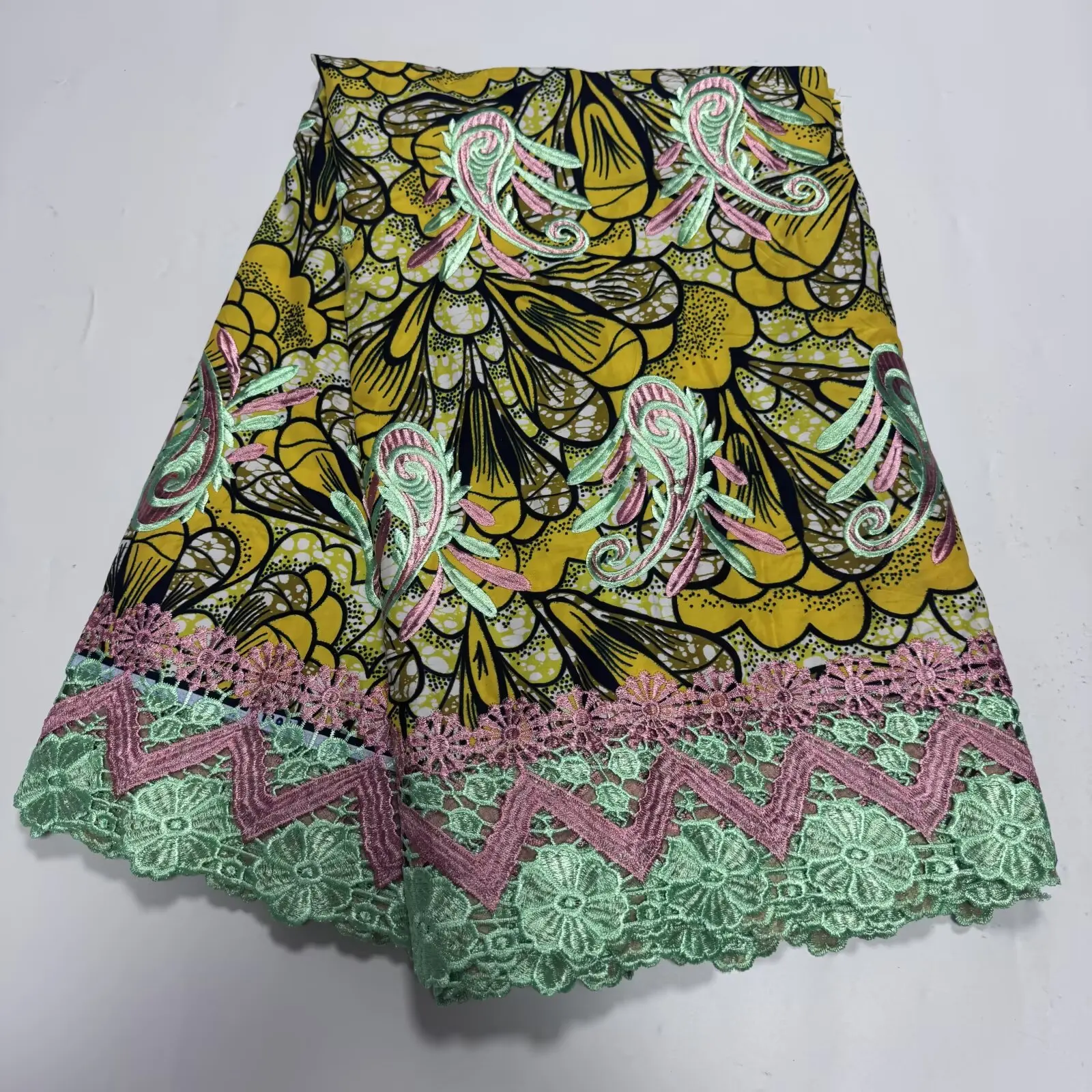 石の刺embroideredの装飾とワックスレースの生地、パーティーのイブニングドレスに適しています、最新の人気、高品質、繊細、n5628_z、6ヤード、2024