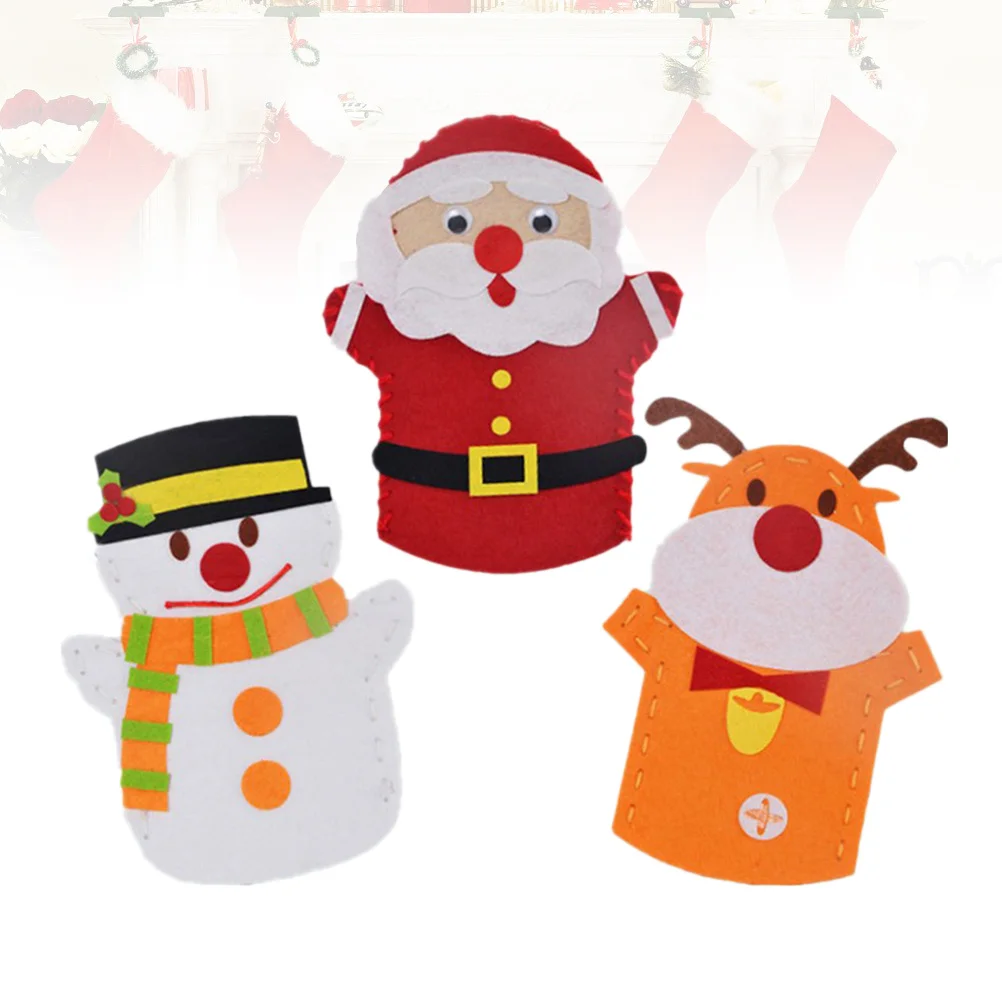 Kit fai da te in tessuto da 3 pezzi Materiali artigianali per bambini Forniture d'arte natalizia Decorazione per feste Set di materiali fai da te natalizi