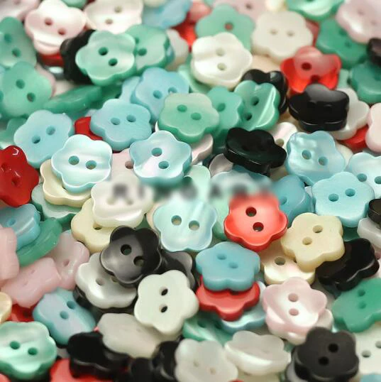 20pcs/LotSize:11mm Colorful two eyes Flower shape resin Buttons fashion Button knitted cardigan Decoration Sewing (KK-4162)