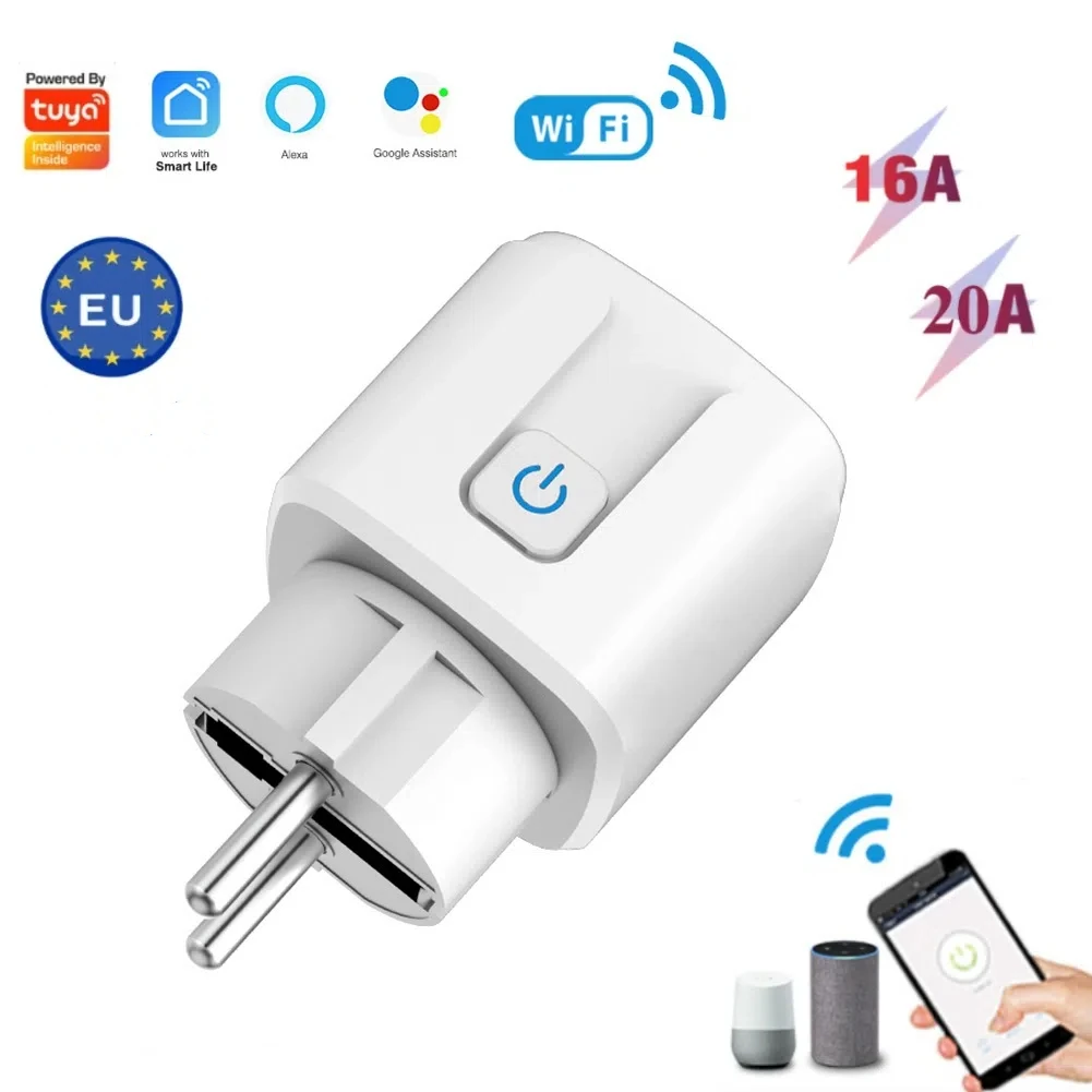 Smart Plug Wifi Socket Eu 16a/20a With Power Monitor Function Works With  Alexa Google Home Voice Control Tuya Smart Life App