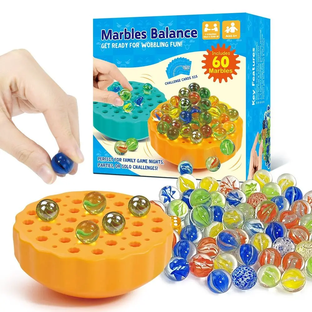 

60 Colorful Marbles Marble Ball Balancing Game Balancing Educational Stack Balance Game Challenging Stored Inside