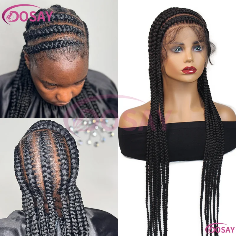 

36 "Кордорот, боковая часть, плетеные парики, синтетические полные кружевные передние косы, парик для женщин, африканский плетеный парик без узлов, легкий вес