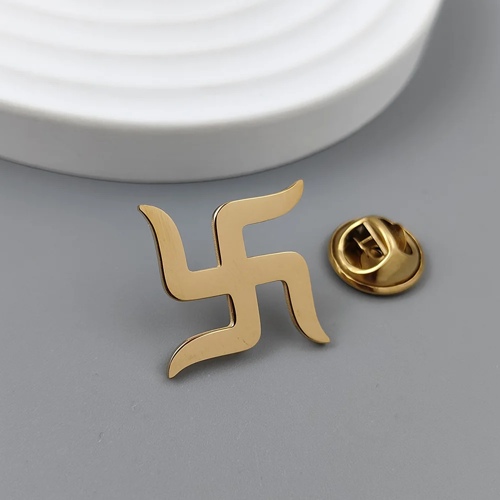 Fashion trend geometric collar brooch men\'s suit lapel pin stainless steel gold-plated accessories wholesale