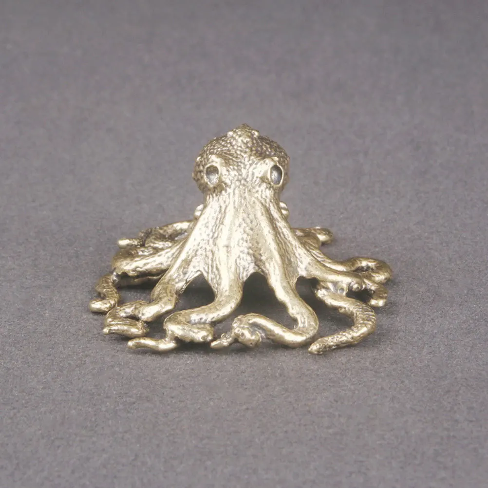 

Creative Octopus Brass Statue Sturdy Durable Desktop Decor Indoor Retro Vintage Ornament Miniature Adornment Space-Saving