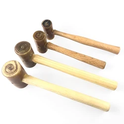 1PC Raw Cowhide Hammer 25/32/38/44/48mm Hammer Head Diameter DIY Handmade Diamond Cut Punching Printing Carving Leather Hammer