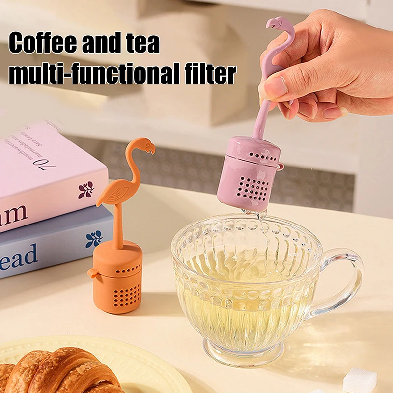 1pc Flamingo-shaped Silicone Tea Maker, Tea Strainer, Coffee Filter, Multi-functional Coffee Spice Filter