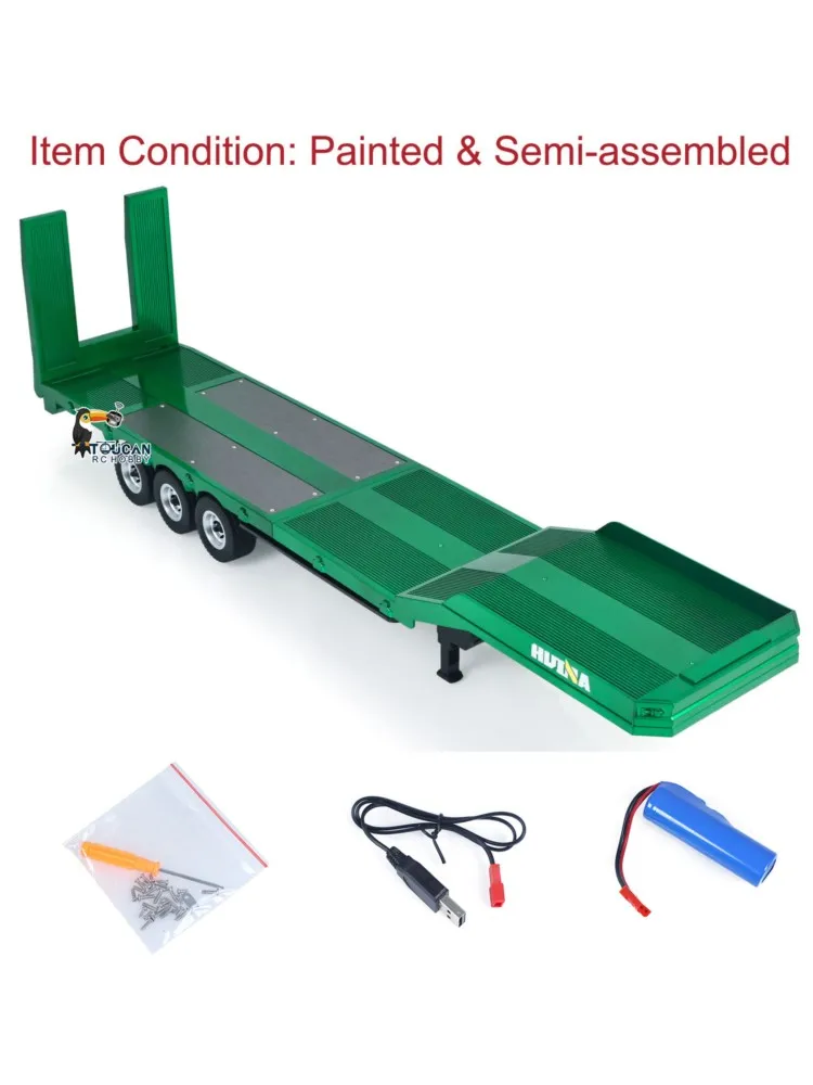 HUINA – demi-remorque à plat en plastique 1/18, pour camion tracteur radiocommandé 1501, pieds de Support électrique, batterie sans lumière, 1501