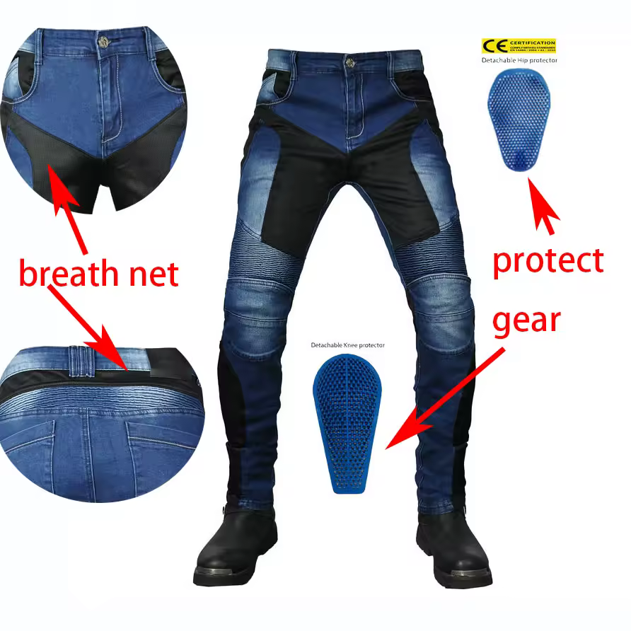 2024 Nuovo PK719 Modello di aggiornamento Moto Estate Jeans da equitazione con rete traspirante Cavaliere CECertificazione Attrezzatura Pantaloni anticaduta