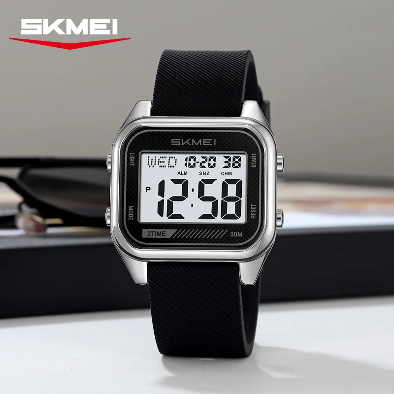 

SKMEI 2496 Men's Fashion Leisure Digital Watch Leisure Countdown Simple Silicone Strap Electronic Movement Watch Reloj Hombre