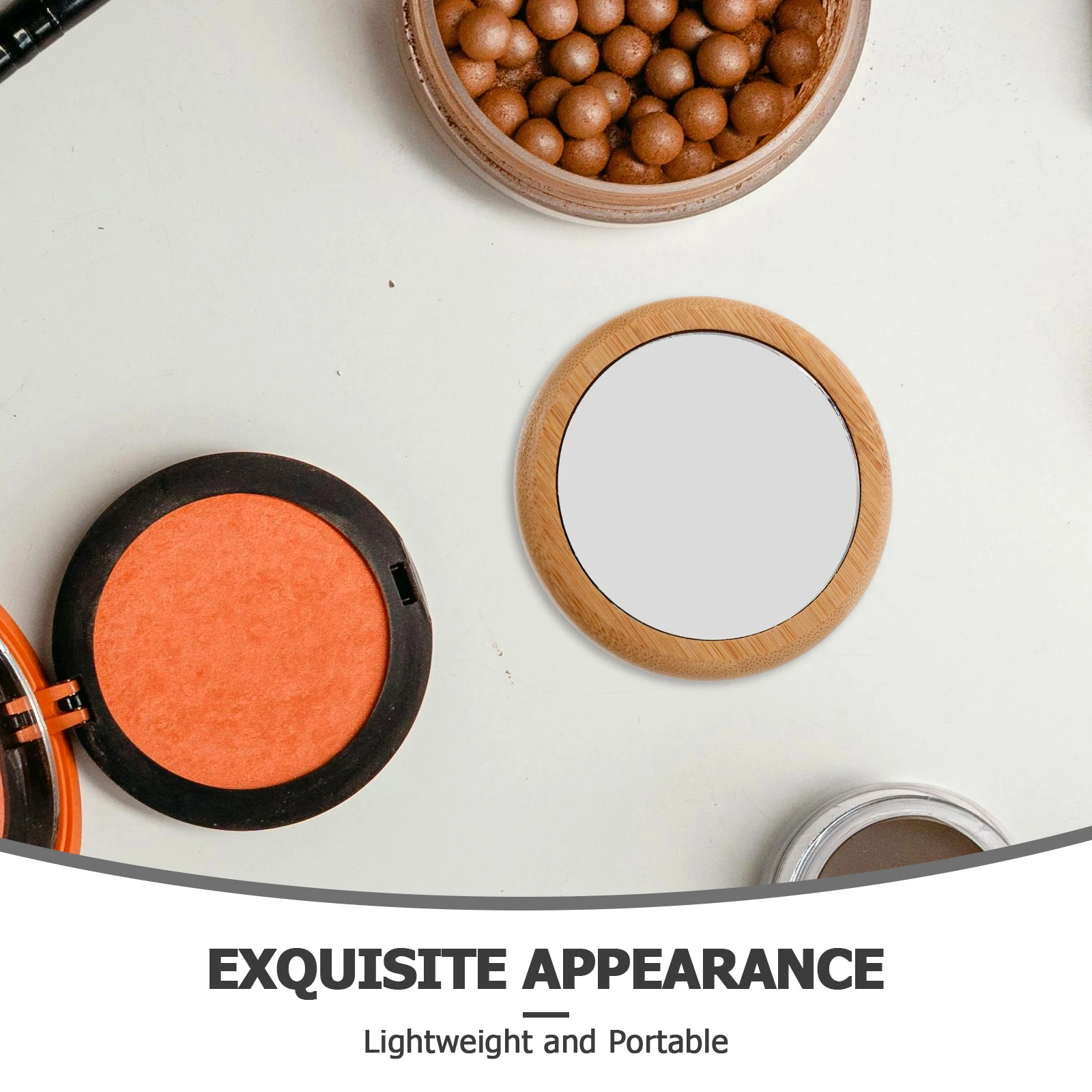 2 szt. Małe drewniane okrągłe lusterka ręczne, kompaktowe lusterka do makijażu, przenośne lusterka podróżne do torebki, małe lusterka kieszonkowe.