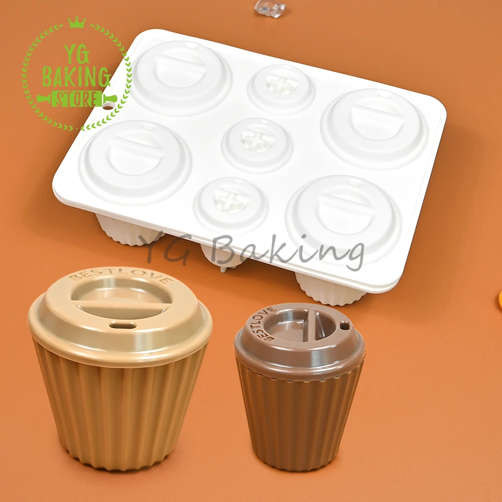 Dorica 2pcs/set 3D Striped Coffee Cup Cake Silicone Mould DIY Jelly Dessert Chocolate Mousse Mold Cake Decorating Tools Bakeware