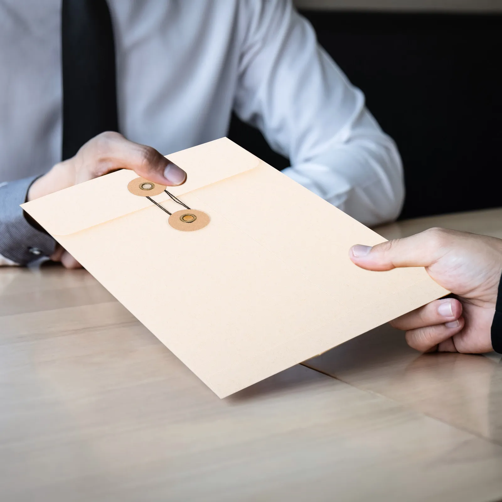 

10Pcs Document Holder Bags Multi-Functional File Organizer Pouches for Papers Receipts Invoices String Button Design Office File