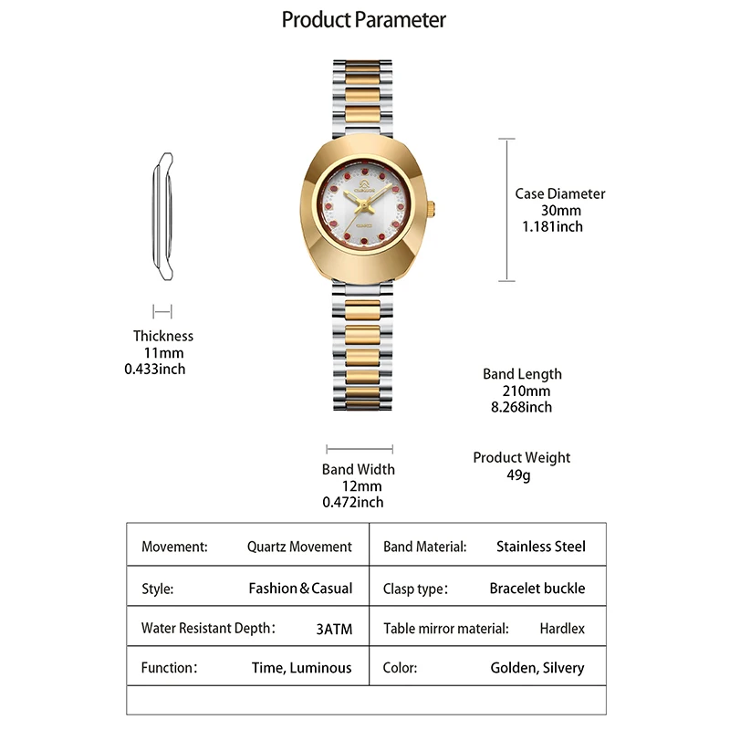 ใหม่แฟชั่นผู้หญิงนาฬิการูปไข่นาฬิกาสแตนเลสกันน้ําผู้หญิงแฟชั่นอุปกรณ์เสริมนาฬิกาข้อมือคริสต์มาสของขวัญ