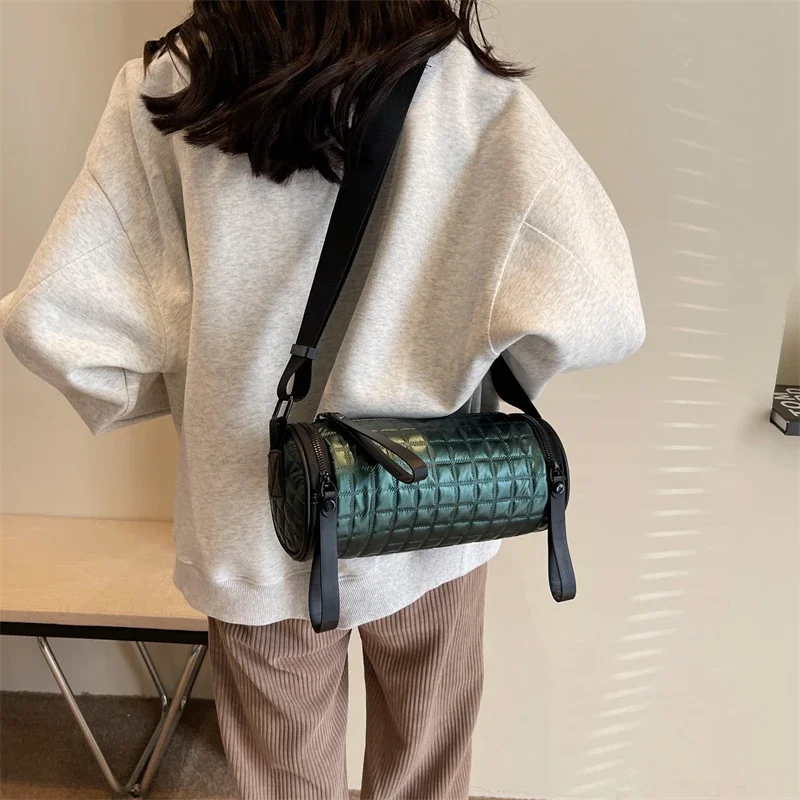 New Glossy Boston Large Capacity Tote Bag Female Fashion Handbags Travel Purse Women Ultra Light Casual Shoulder Crossbody Bags