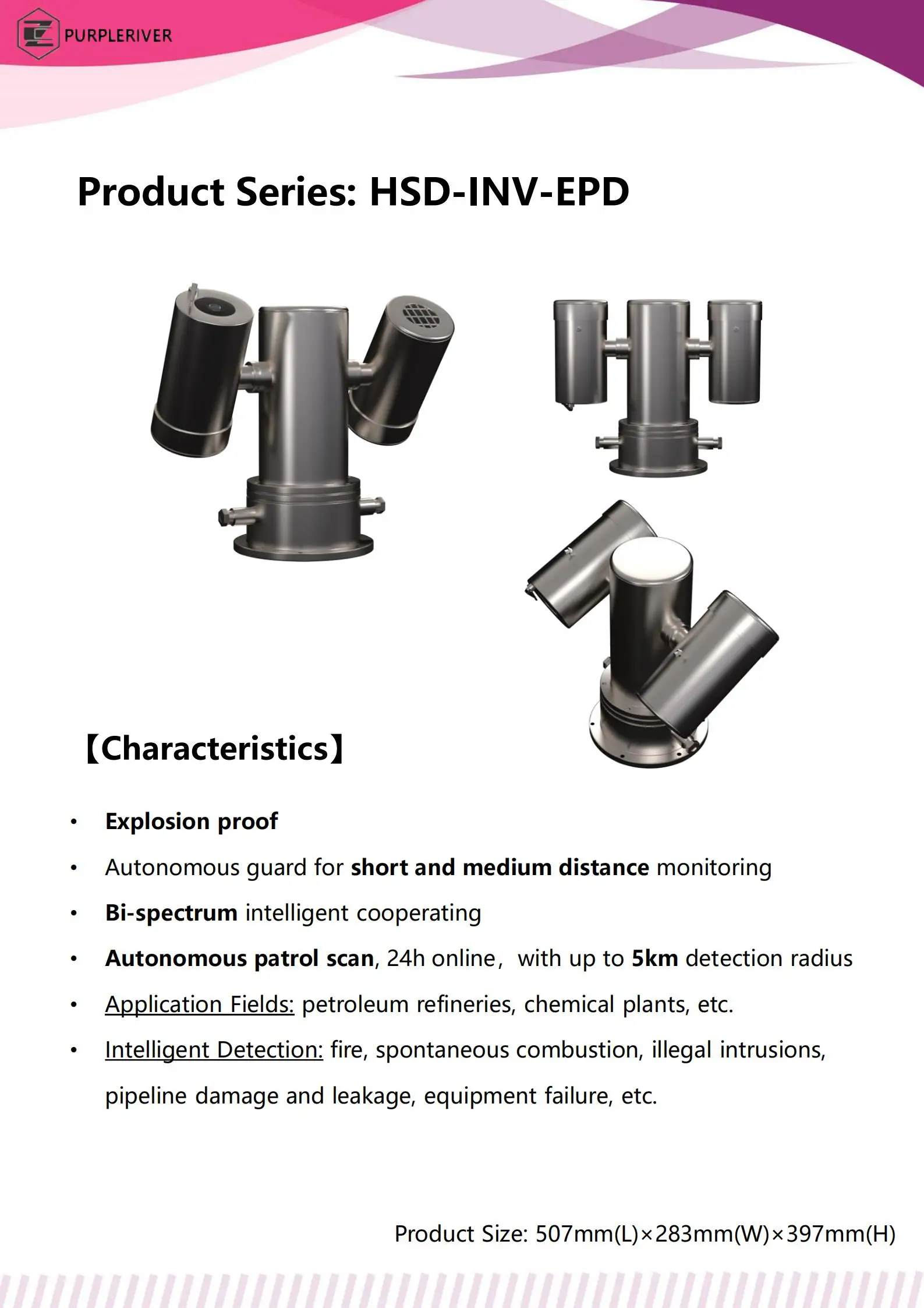Dual Sensor Analog Thermal PTZ Camera Fire Detection For Oil Chemical Plants CMOS Sensor Night Vision SD Card IP68 Temperature