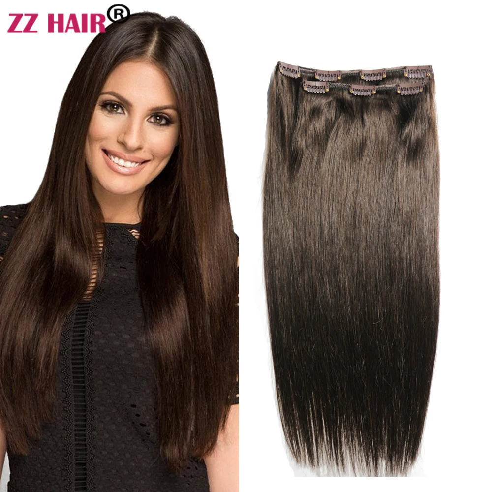 

ZZHAIR 100% Brazilian Human Remy Hair Extensions 16"-24" Clips-in 2pcs Set 120g-140g Two Pieces 1x20cm 1x15cm Natural Straight