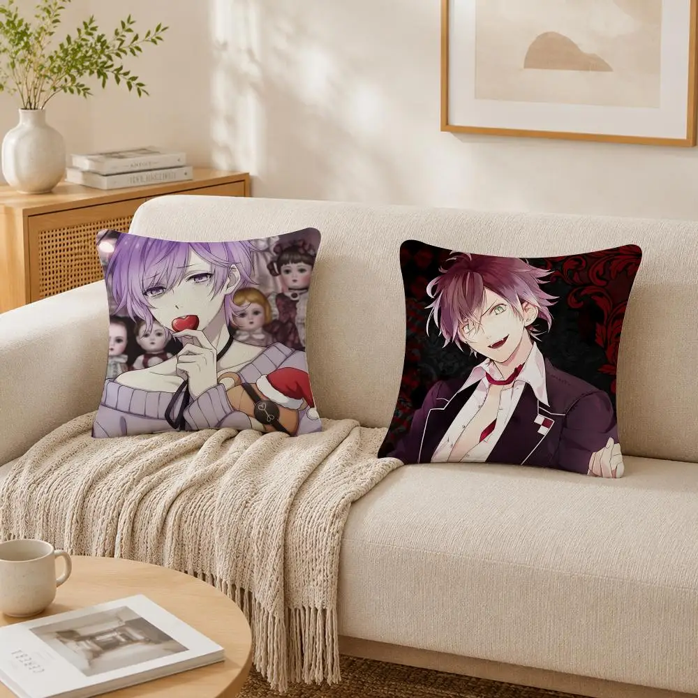 Anime D-Diabolik Lovers Cushion Cover Plush Decorative Pillow Case With Hidden Zipper Fashion Room Decor For Home