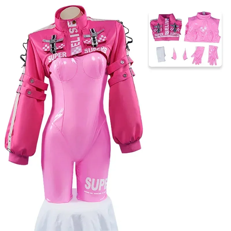 Anime Alice Nikke Cosplay Irelia H Store Victory Pink Jumpsuit Wig Earphone Props Halloween Costume for Womenc;8,k'5;h.