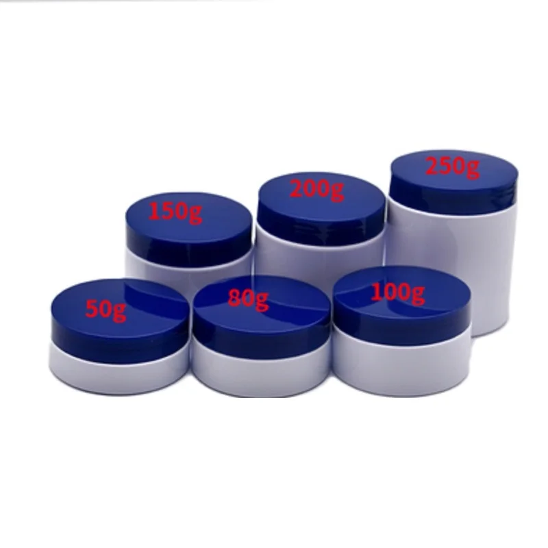 20 Stuks Huidverzorging Plastic Container Lege Pot Blauw 50G 80G 100G 200G 250G Rood Deksel Wit Navulbare Fles Cosmetische Crème Potten